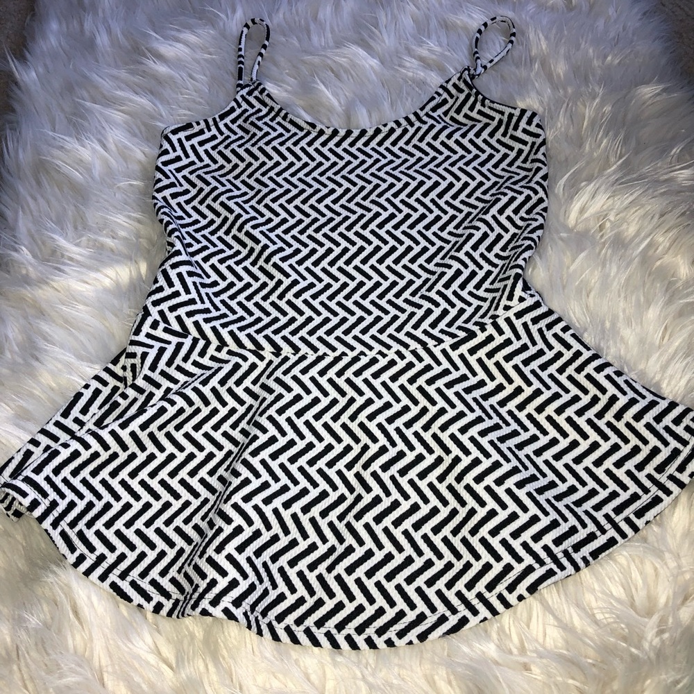 Black & White Peplum Top